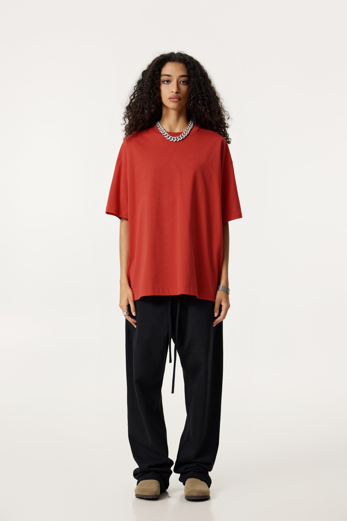 235GSM Women's 30-Color 4-Way Stretch Low-Shrink T-shirt Red