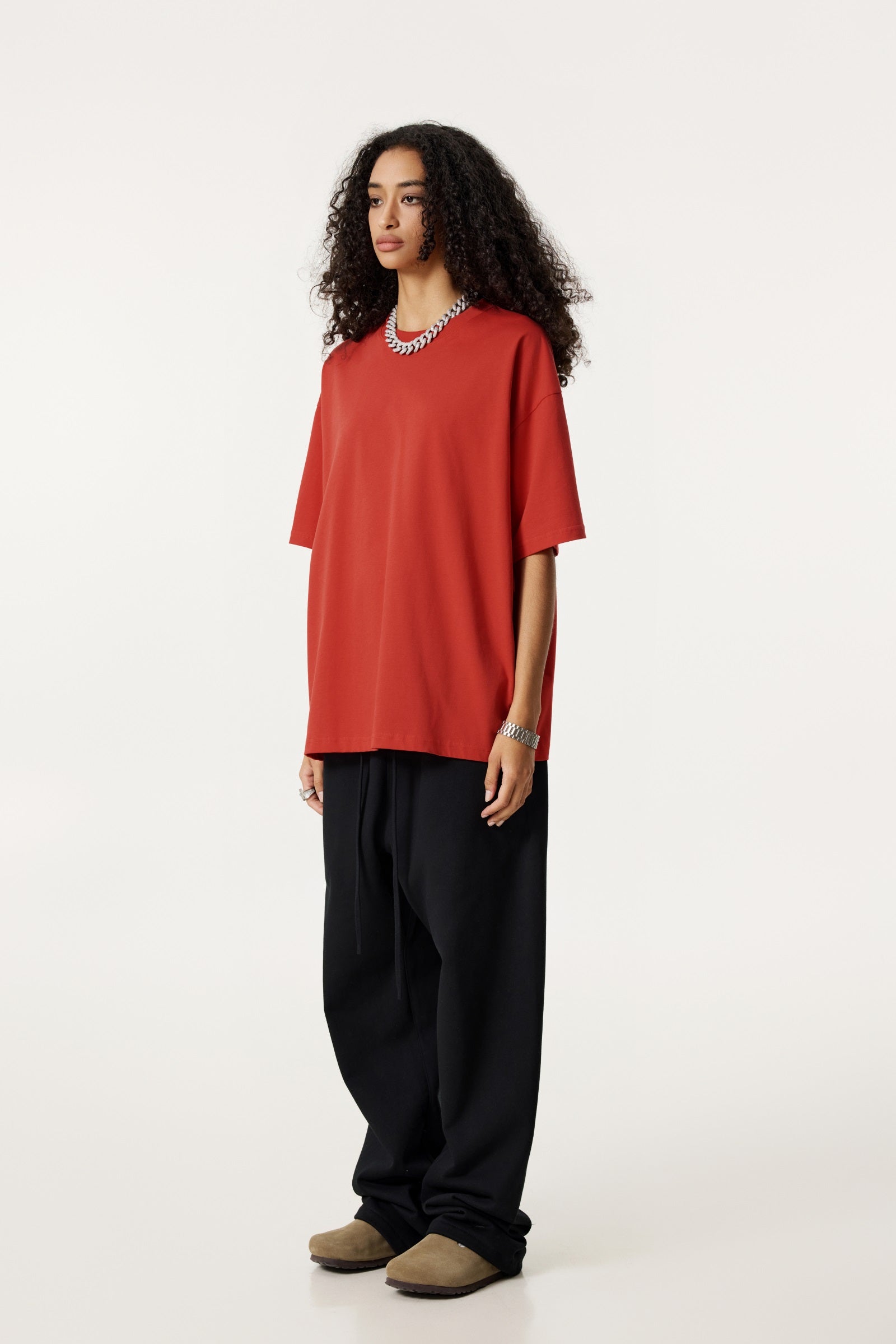235GSM Women's 30-Color 4-Way Stretch Low-Shrink T-shirt Red