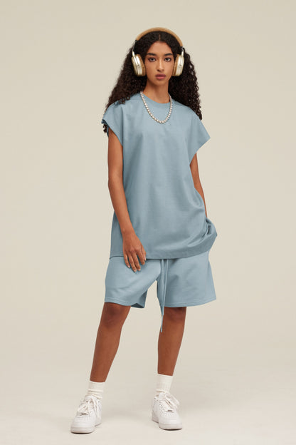 305GSM Unisex Earth-Tone Tank Top Haze Blue