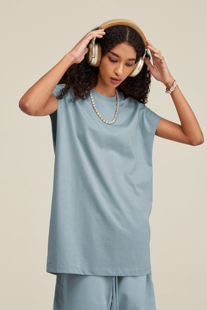 305GSM Unisex Earth-Tone Tank Top Haze Blue