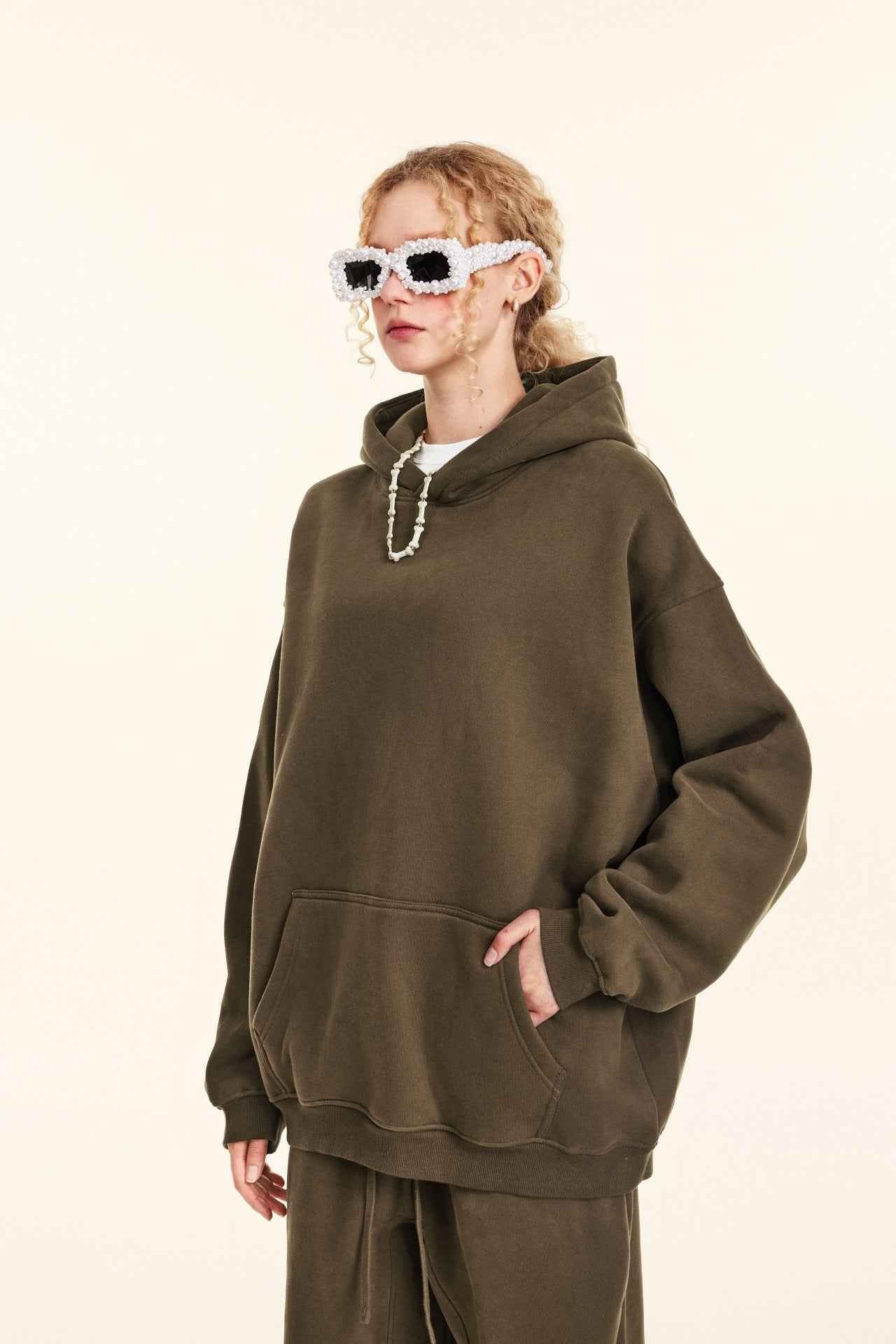 345GSM Women's Heavyweight Solid-Color Sweatshirt