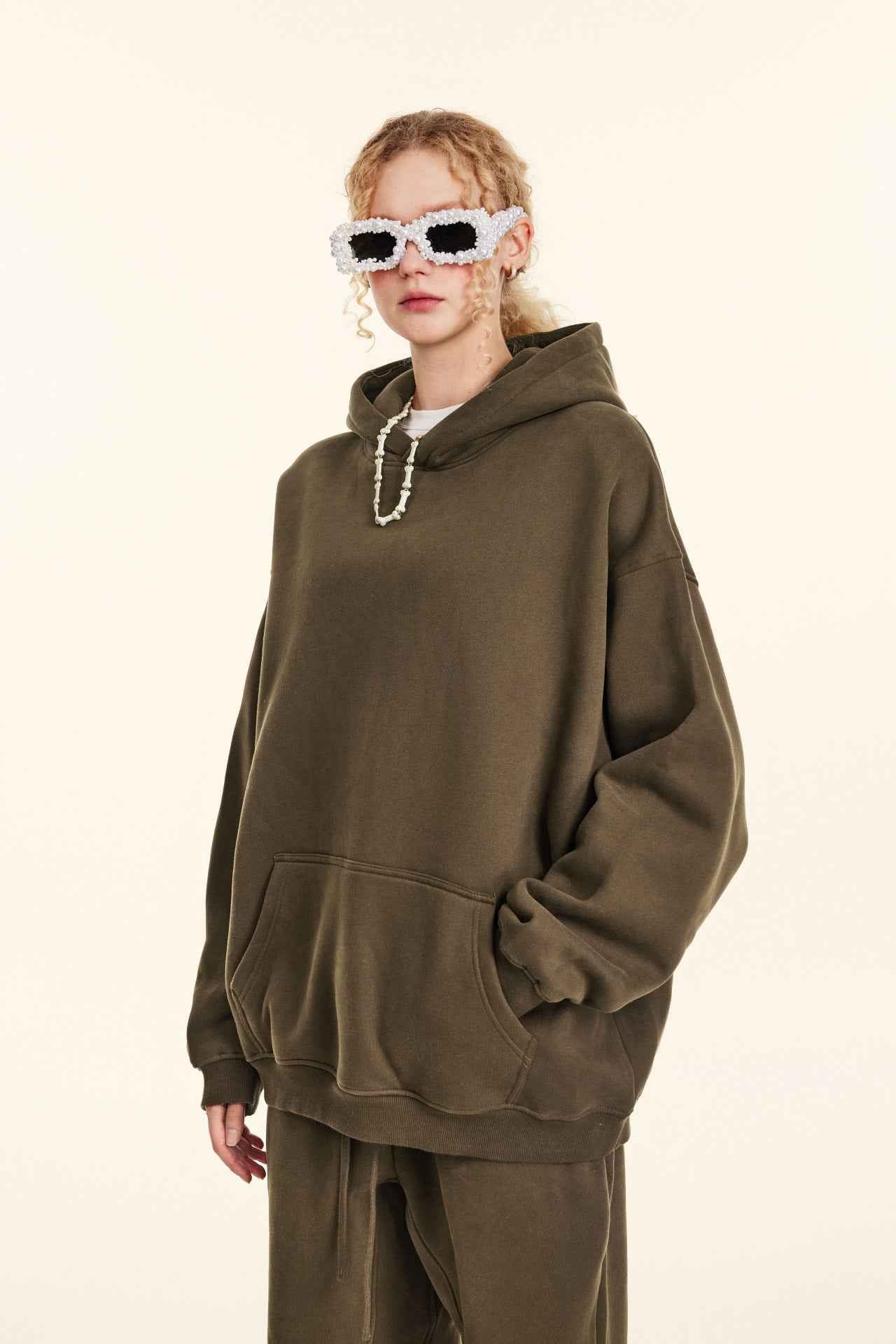 345GSM Women's Heavyweight Solid-Color Sweatshirt
