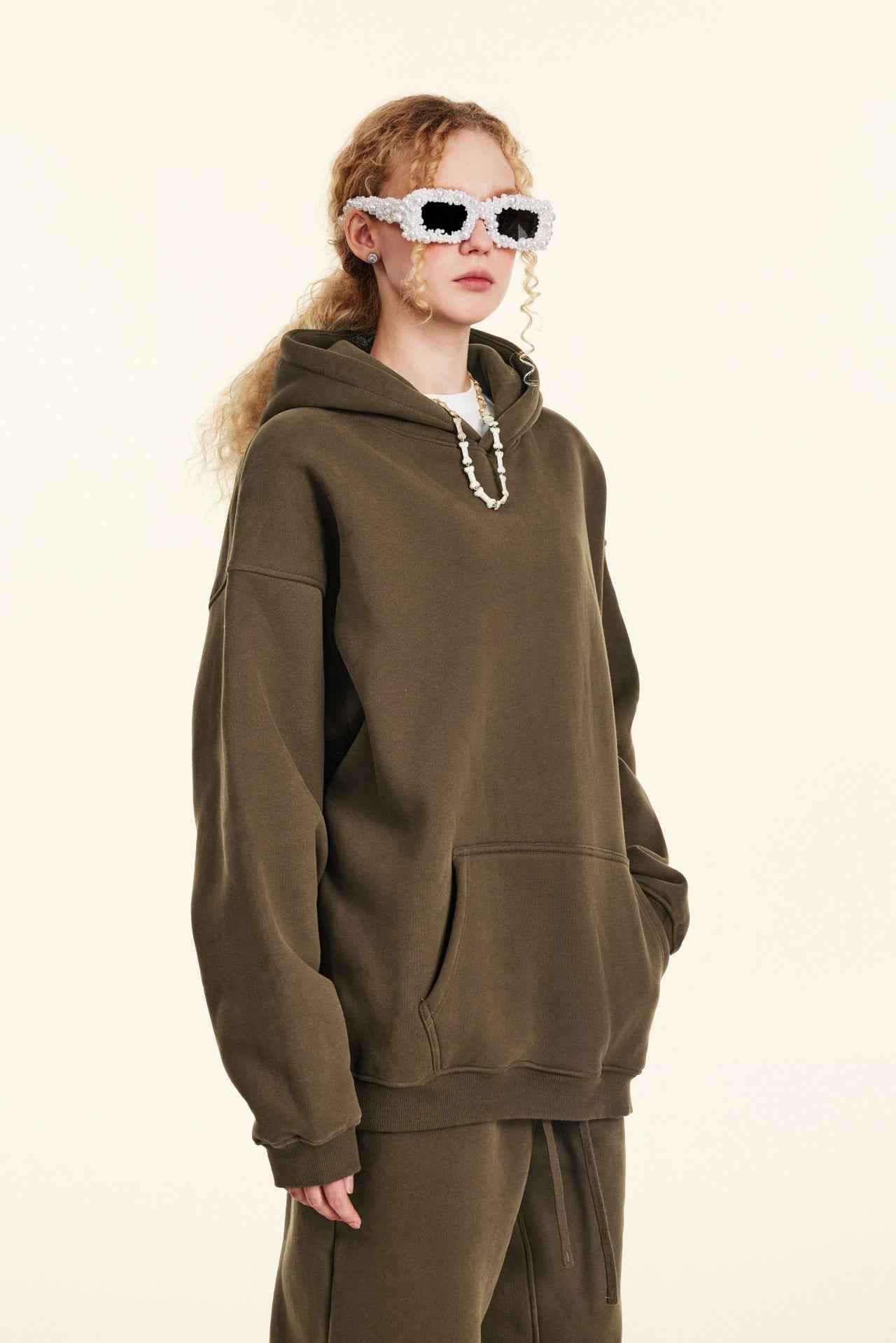 345GSM Women's Heavyweight Solid-Color Sweatshirt