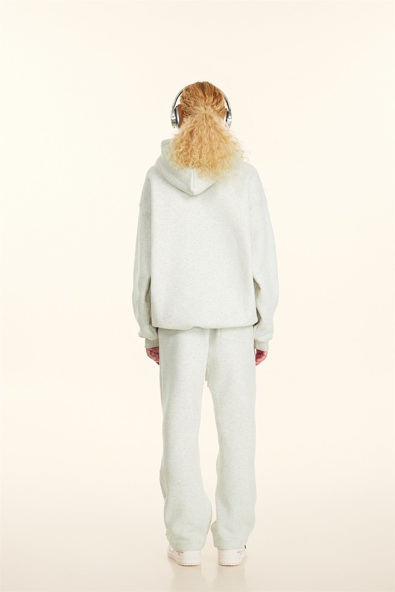 345GSM Women's Heavyweight Solid-Color Hoodie Oatmeal