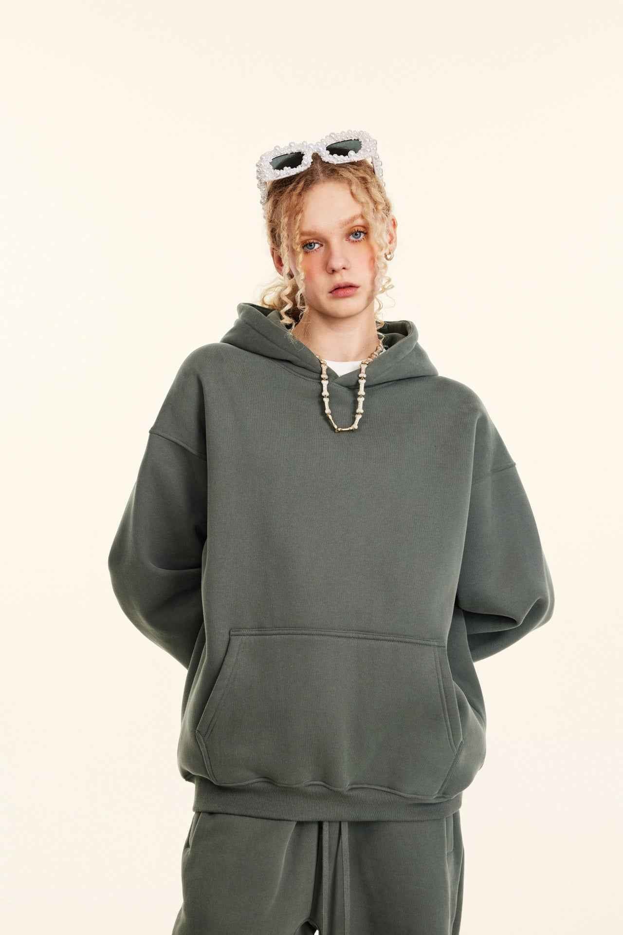 345GSM Women's Heavyweight Solid-Color Sweatshirt