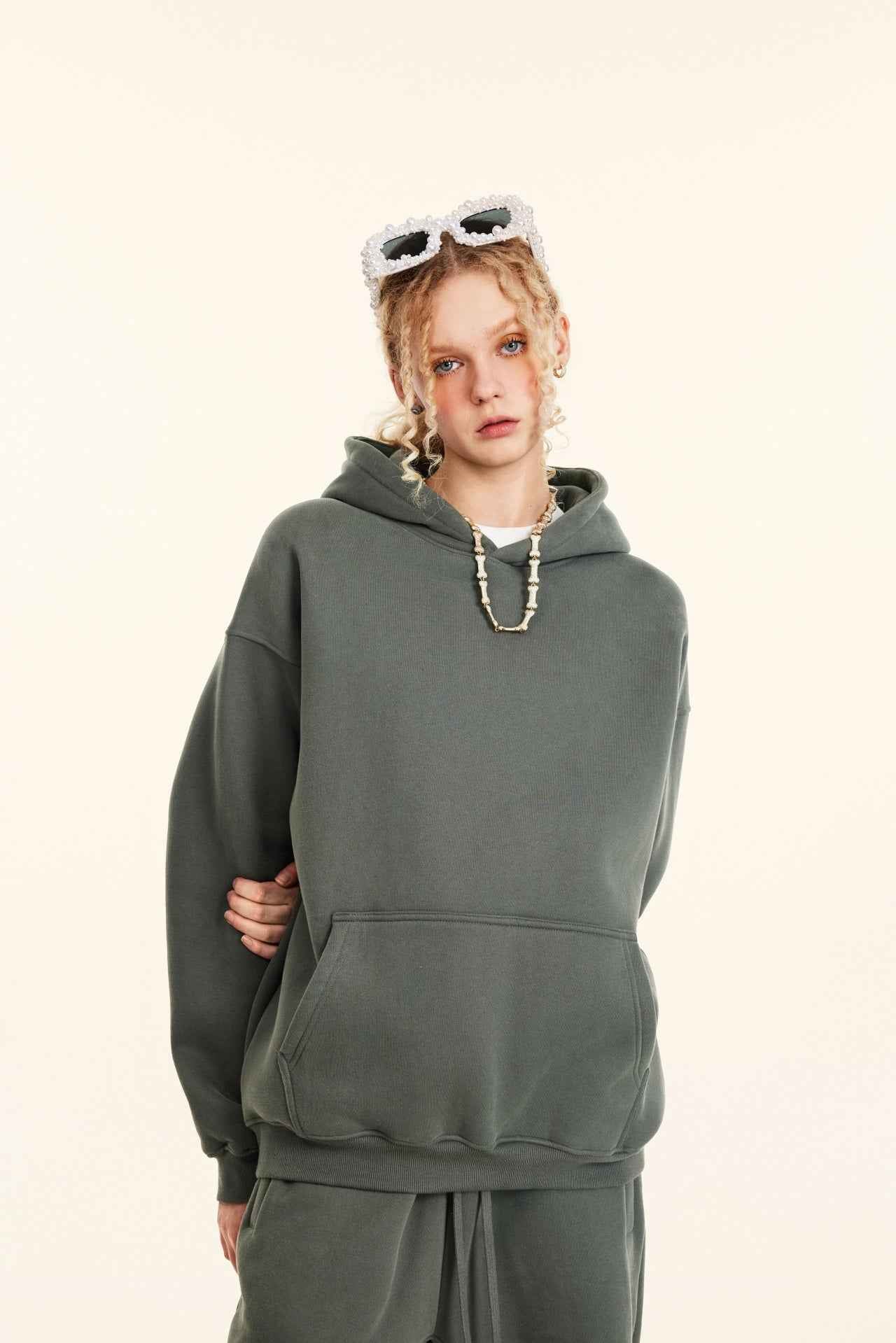 345GSM Women's Heavyweight Solid-Color Sweatshirt