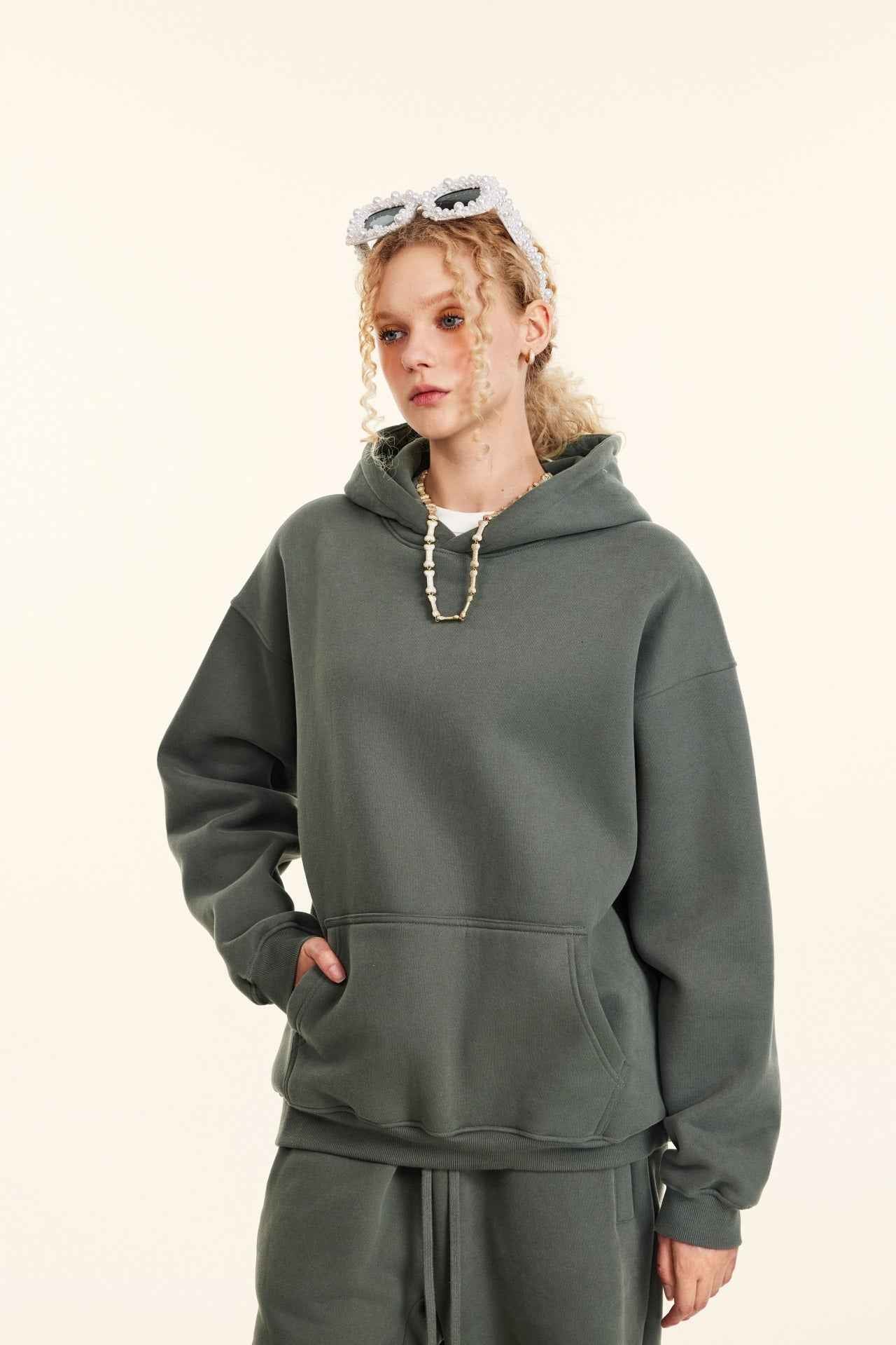 345GSM Women's Heavyweight Solid-Color Sweatshirt