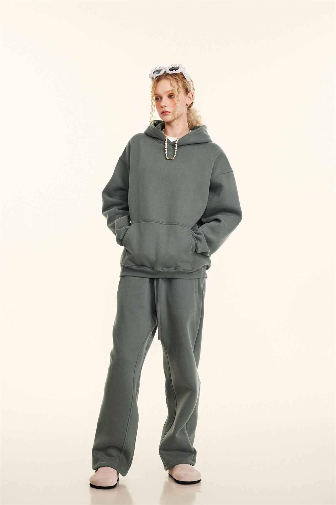 345GSM Women's Heavyweight Solid-Color Sweatshirt
