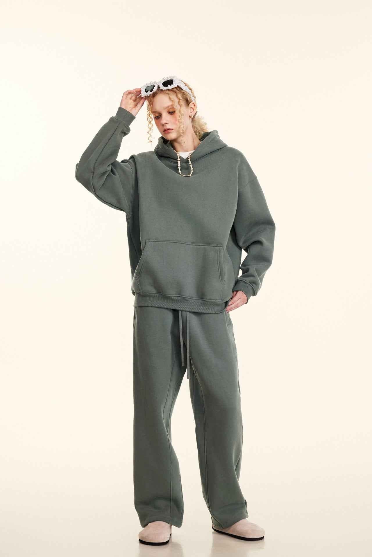 345GSM Women's Heavyweight Solid-Color Sweatshirt