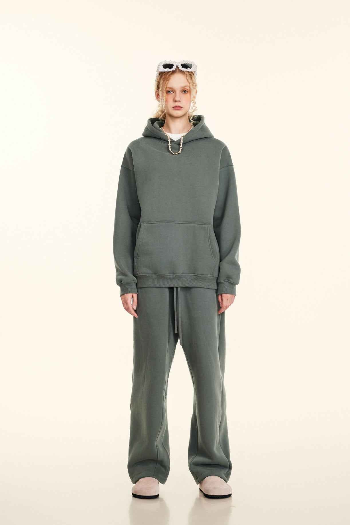 345GSM Women's Heavyweight Solid-Color Sweatshirt