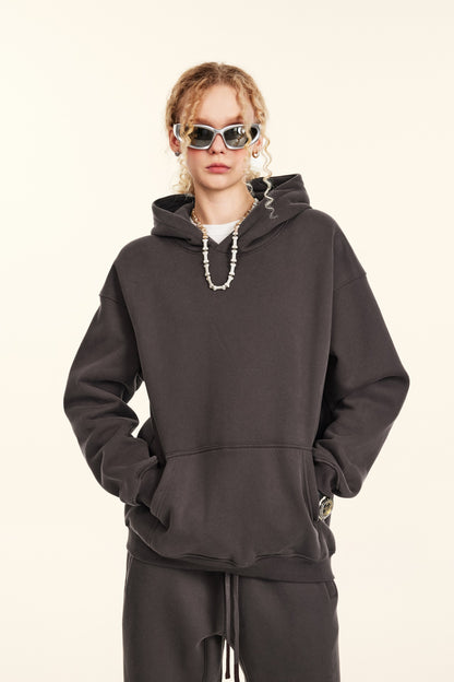345GSM Women's Heavyweight Solid-Color Hoodie Plum Purple