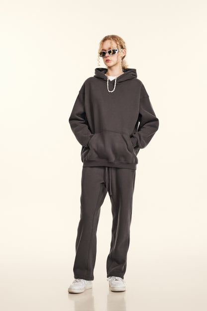345GSM Women's Heavyweight Solid-Color Hoodie Plum Purple