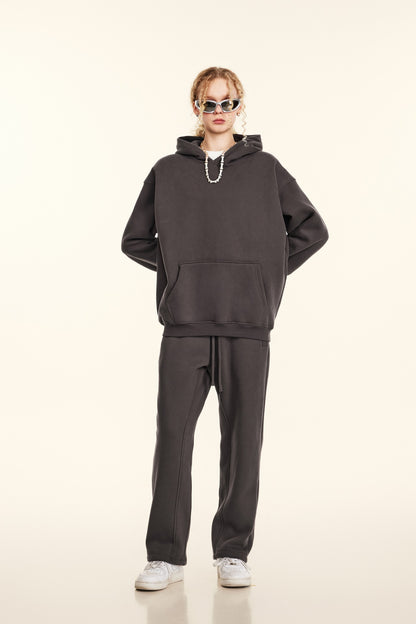 345GSM Women's Heavyweight Solid-Color Hoodie Plum Purple