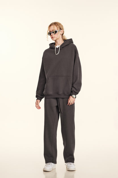 345GSM Women's Heavyweight Solid-Color Hoodie Plum Purple