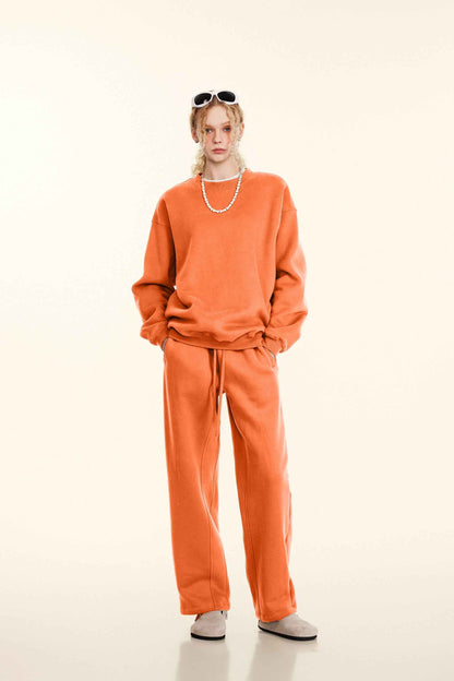345GSM Women’s Solid-Color Crew Neck  Relaxed Fit Sweatshirt