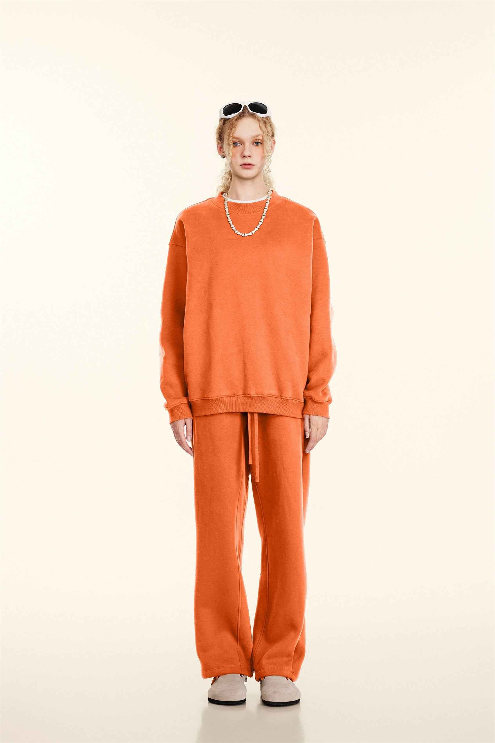 345GSM Women’s Solid-Color Crew Neck  Relaxed Fit Sweatshirt