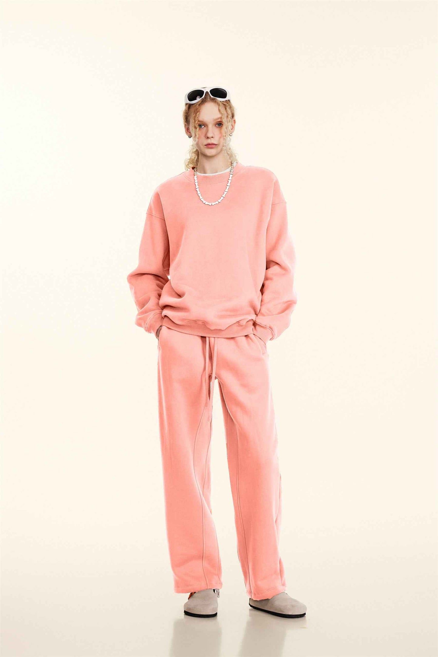 345GSM Women’s Solid-Color Crew Neck  Relaxed Fit Sweatshirt