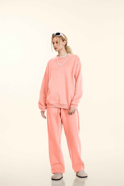345GSM Women’s Solid-Color Crew Neck  Relaxed Fit Sweatshirt