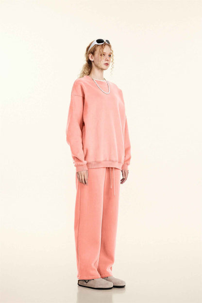 345GSM Women’s Solid-Color Crew Neck  Relaxed Fit Sweatshirt