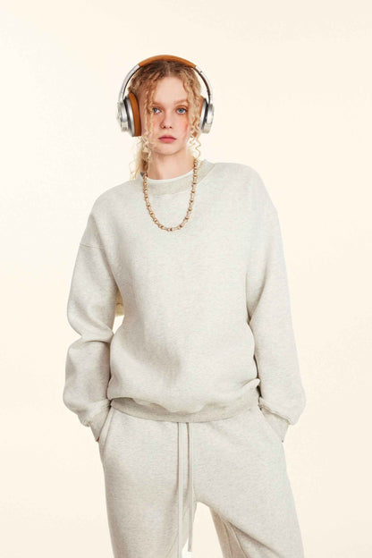 345GSM Women’s Solid-Color Crew Neck  Relaxed Fit Sweatshirt