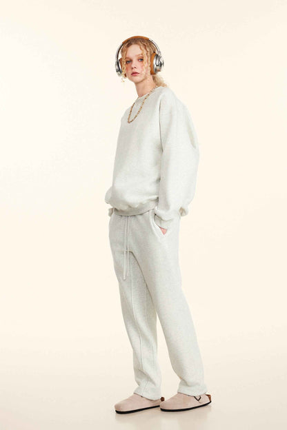 345GSM Women’s Solid-Color Crew Neck  Relaxed Fit Sweatshirt