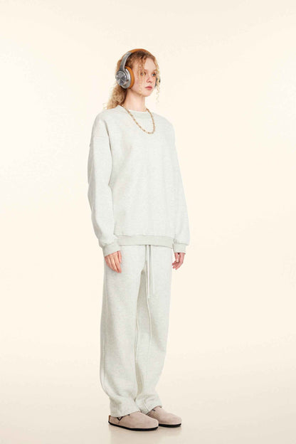 345GSM Women’s Solid-Color Crew Neck  Relaxed Fit Sweatshirt