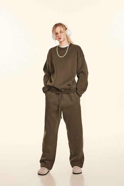 345GSM Women’s Solid-Color Crew Neck  Relaxed Fit Sweatshirt