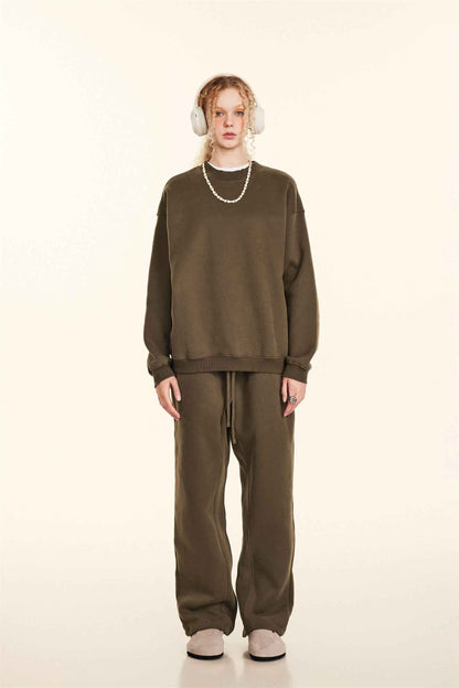 345GSM Women’s Solid-Color Crew Neck  Relaxed Fit Sweatshirt
