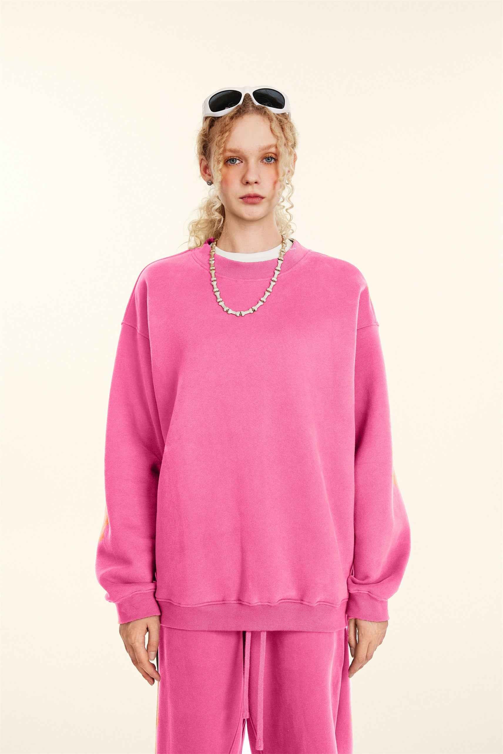 345GSM Women’s Solid-Color Crew Neck  Relaxed Fit Sweatshirt