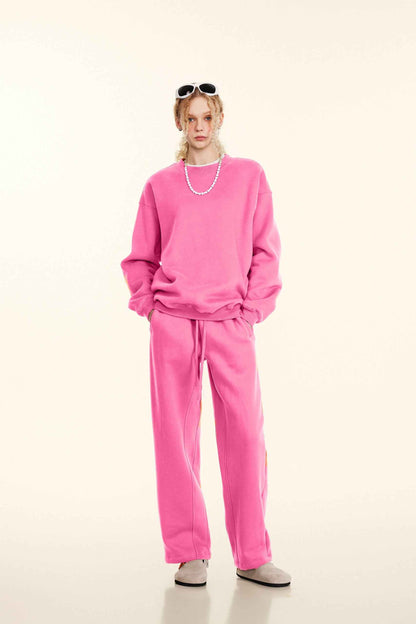 345GSM Women’s Solid-Color Crew Neck  Relaxed Fit Sweatshirt