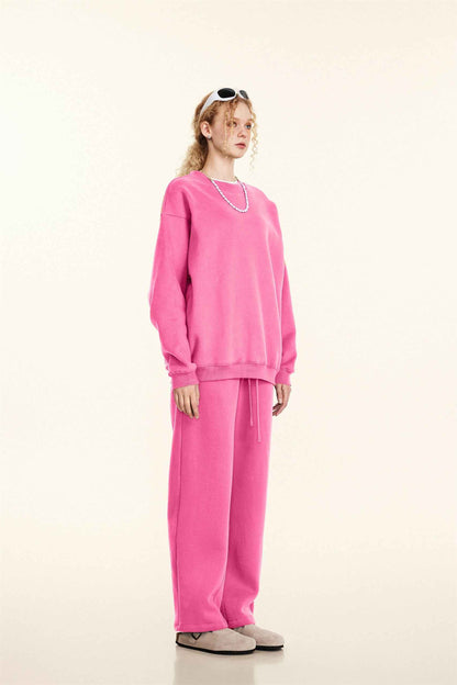 345GSM Women’s Solid-Color Crew Neck  Relaxed Fit Sweatshirt