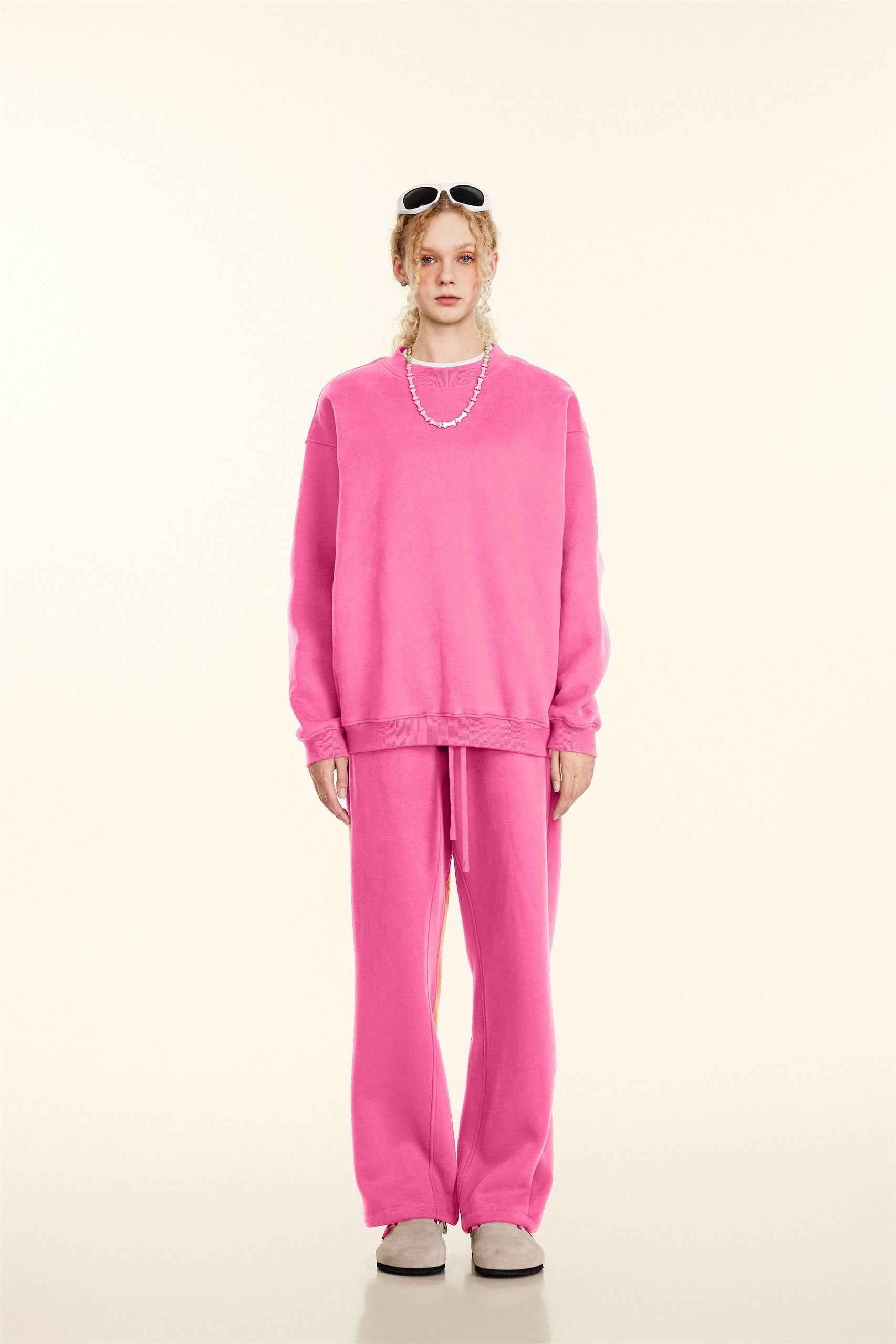 345GSM Women’s Solid-Color Crew Neck  Relaxed Fit Sweatshirt