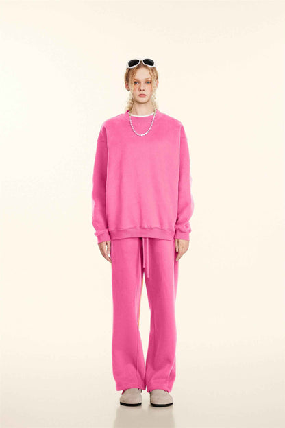 345GSM Women’s Solid-Color Crew Neck  Relaxed Fit Sweatshirt