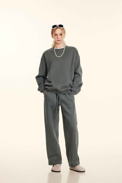 345GSM Women’s Solid-Color Crew Neck  Relaxed Fit Sweatshirt