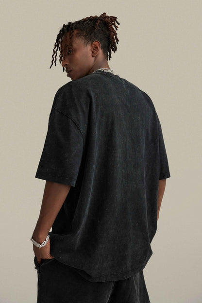 260GSM Unisex Heavyweight Re-Washed Distressed Crew Tee