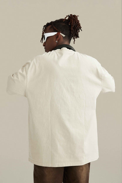 260GSM Unisex Heavyweight Re-Washed Distressed Crew Tee