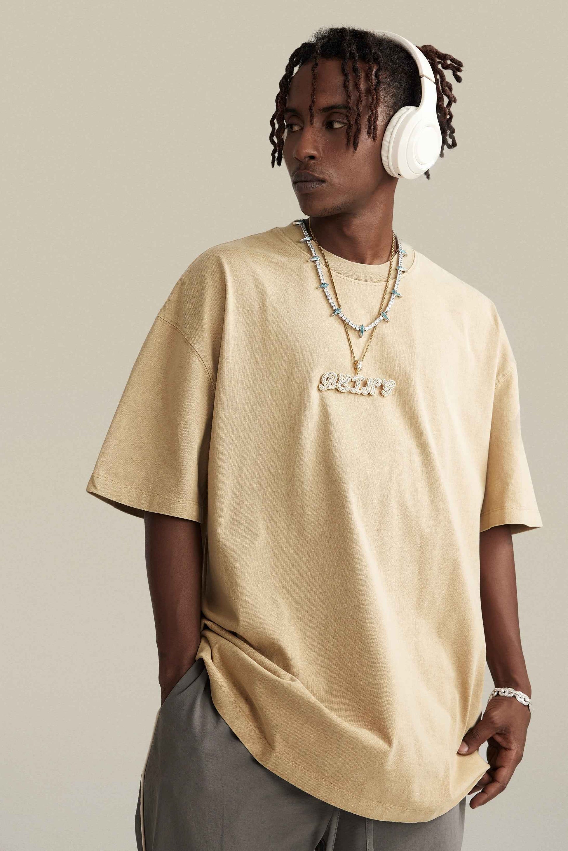 260GSM Unisex Heavyweight Re-Washed Distressed Crew Tee
