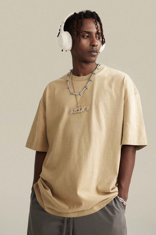 260GSM Unisex Heavyweight Re-Washed Distressed Crew Tee