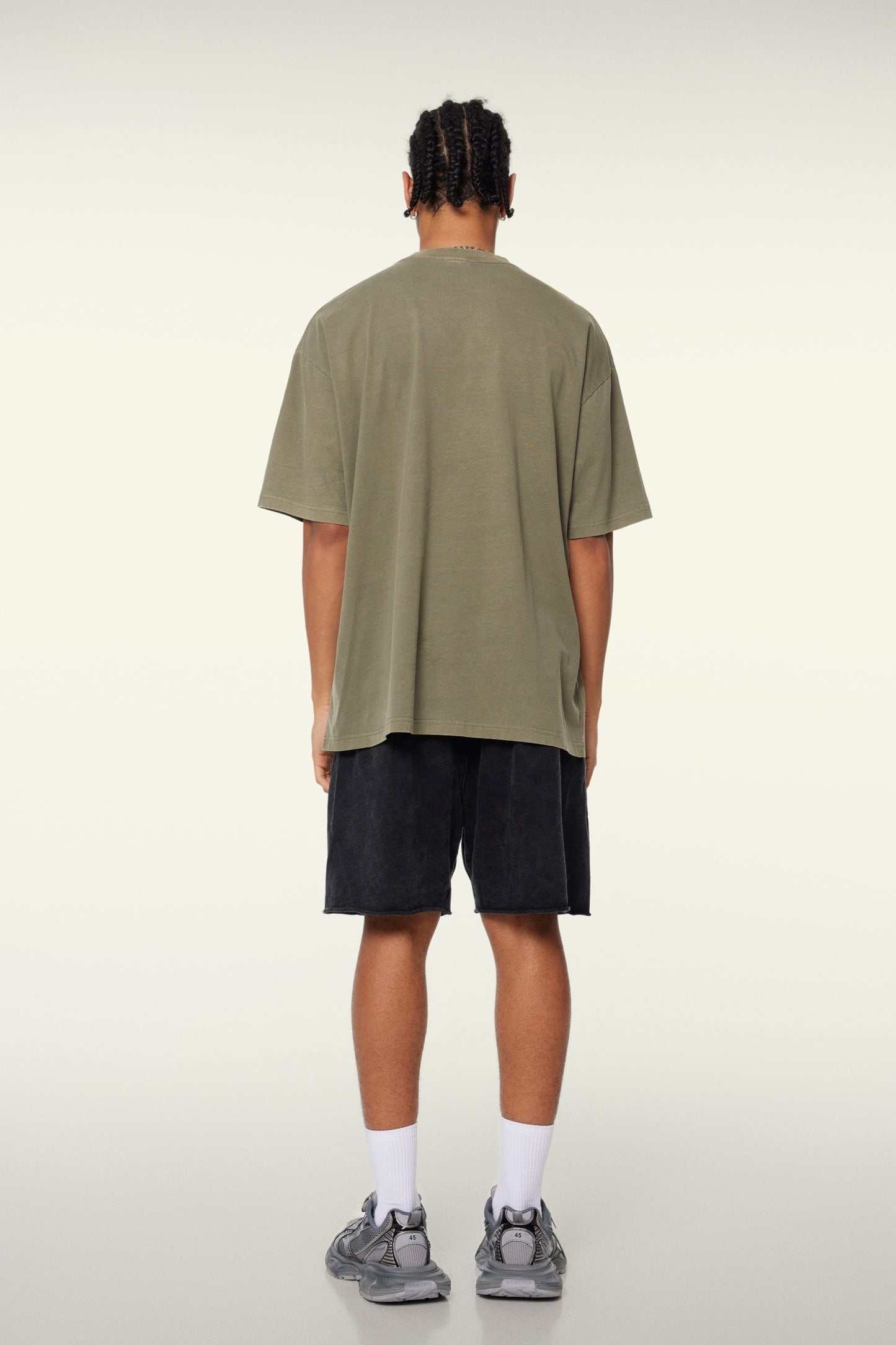 260GSM Unisex Heavyweight Re-Washed Distressed Crew Neck T-shirt Camel