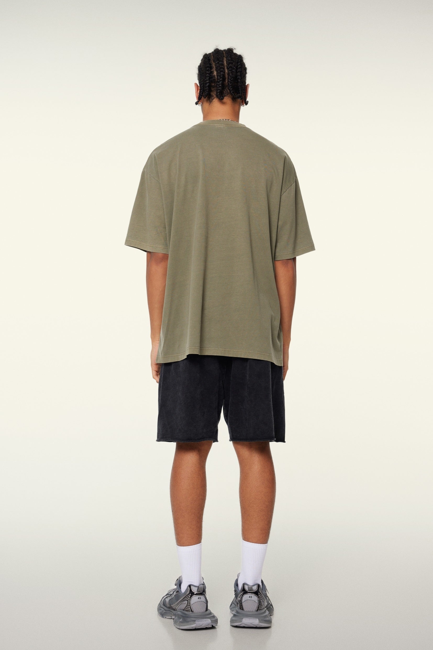 260GSM Unisex Heavyweight Re-Washed Distressed Crew Neck T-shirt Camel