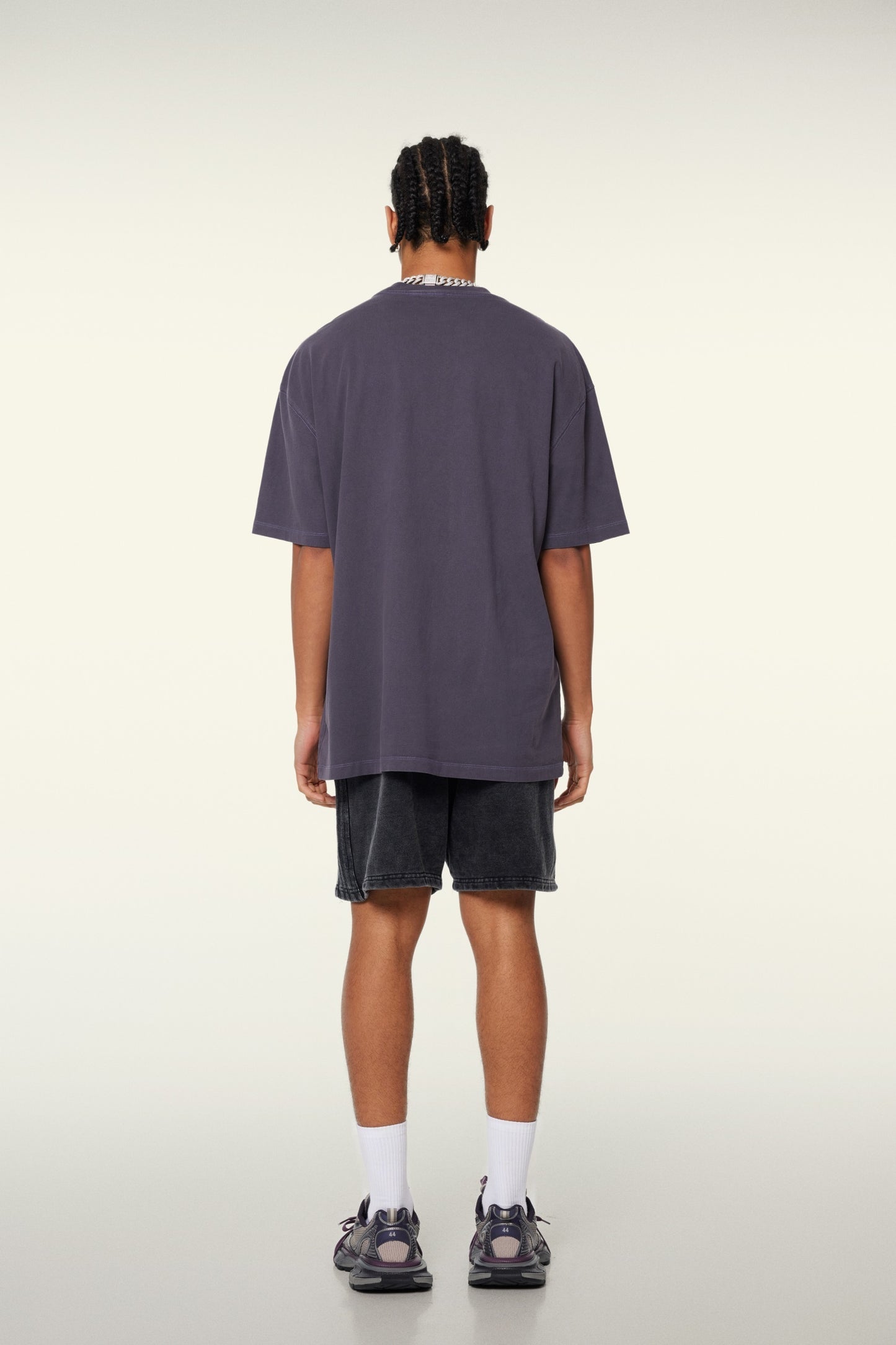 260GSM Unisex Heavyweight Re-Washed Distressed Crew Neck T-shirt Grape Purple