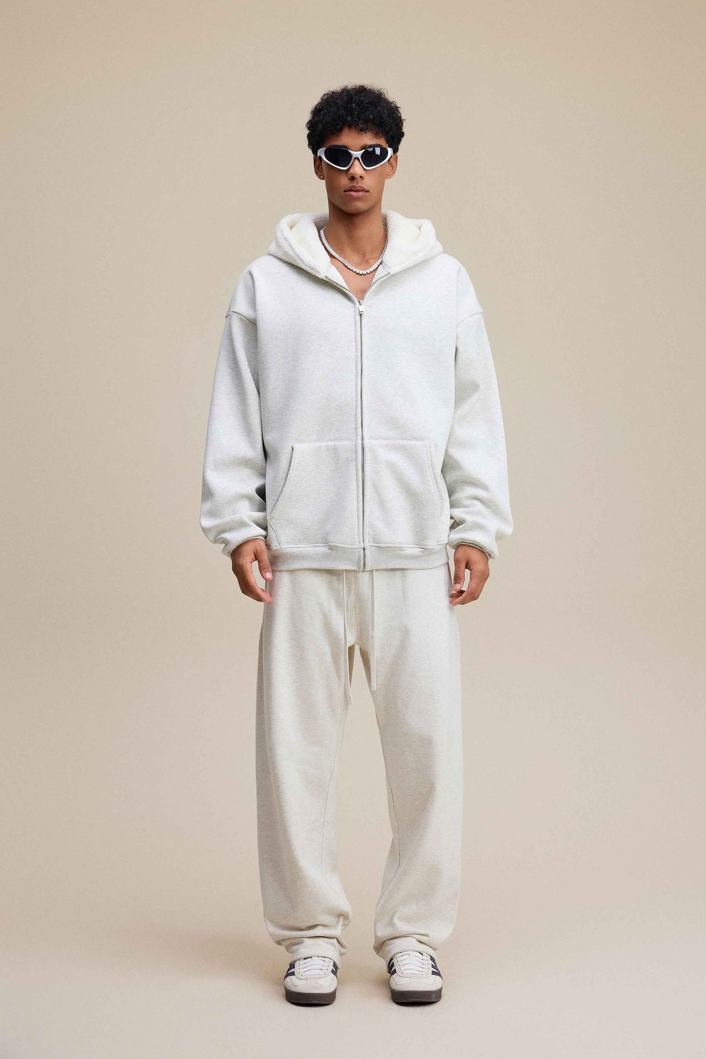 560GSM Unisex Composite Fleece Zip-Up Hoodie