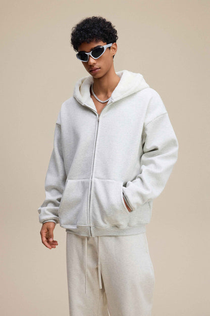 560GSM Unisex Composite Fleece Zip-Up Hoodie