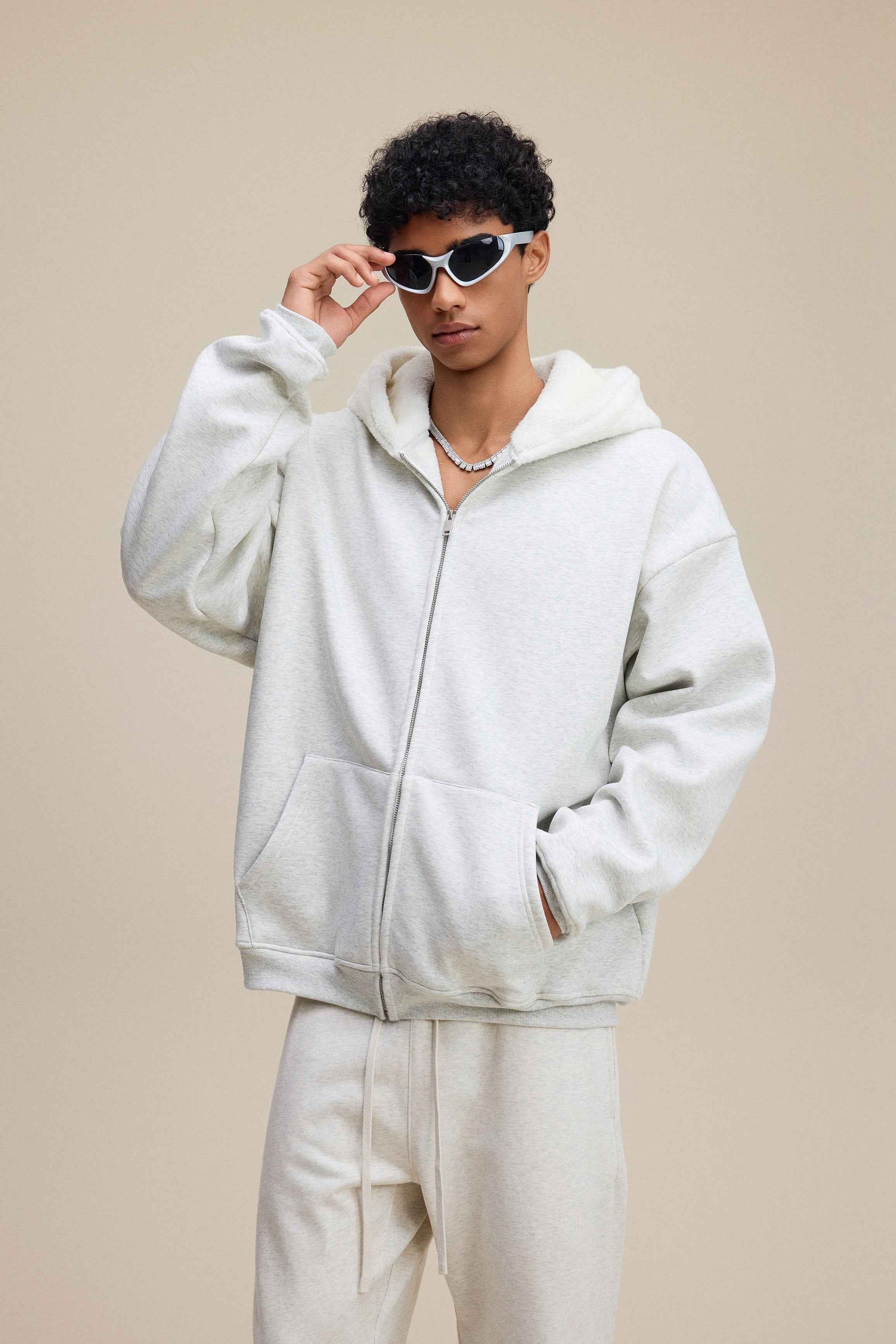 560GSM Unisex Composite Fleece Zip-Up Hoodie