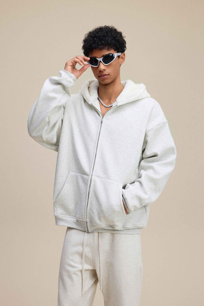 560GSM Unisex Composite Fleece Zip-Up Hoodie