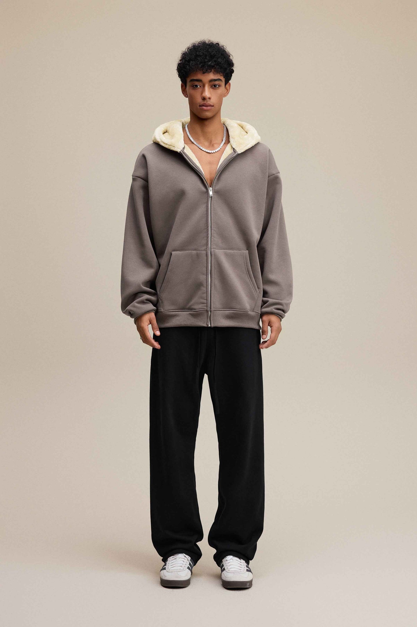 560GSM Unisex Composite Fleece Zip-Up Hoodie