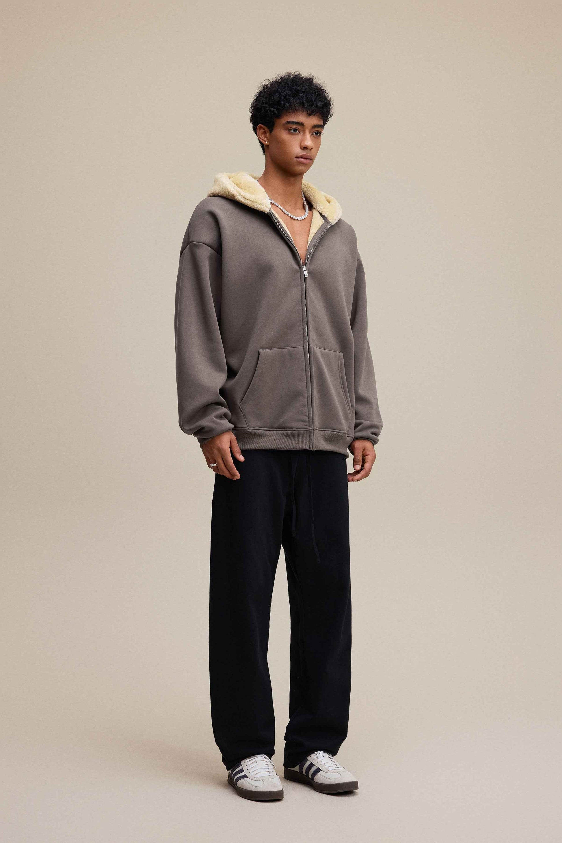 560GSM Unisex Composite Fleece Zip-Up Hoodie