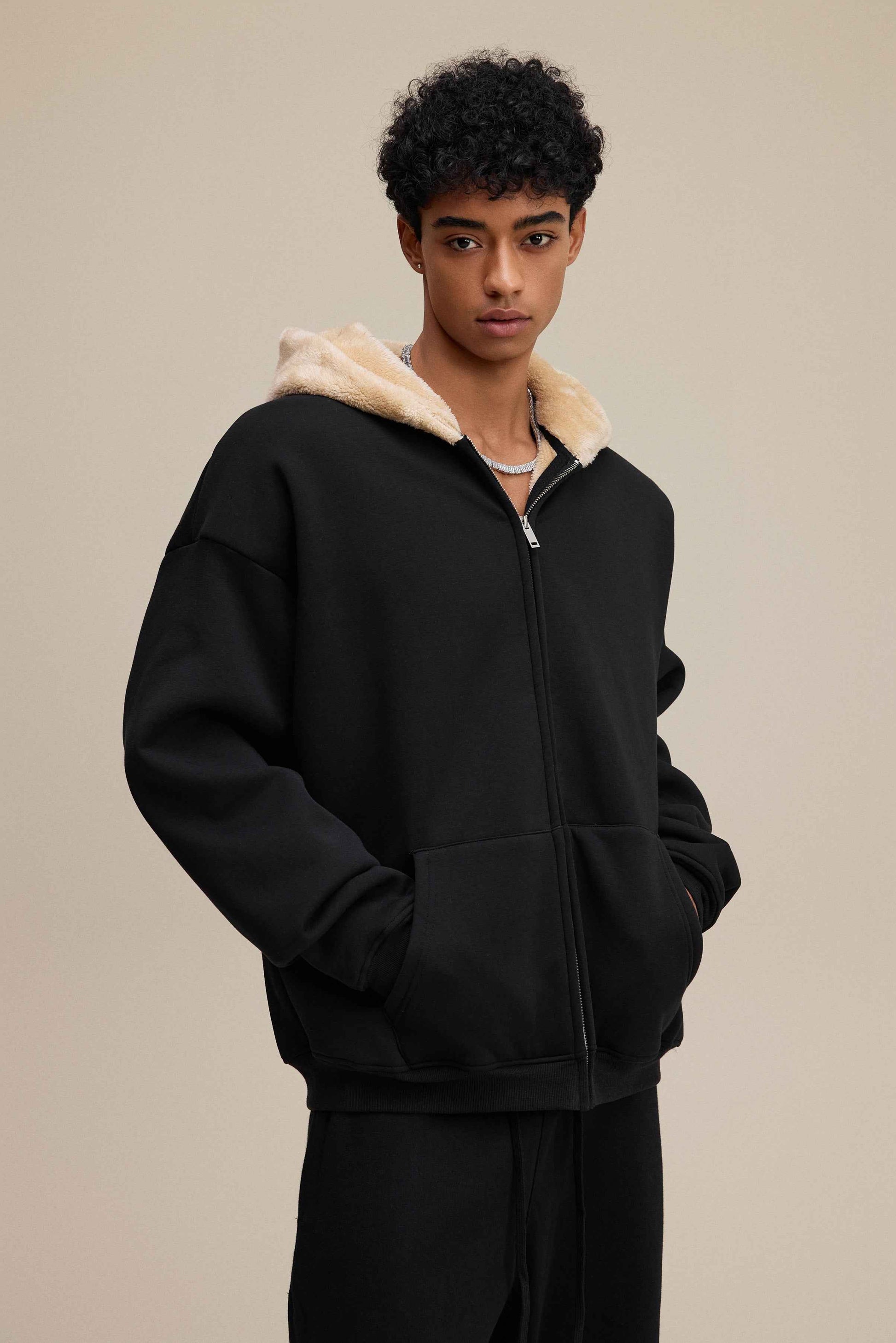 560GSM Unisex Composite Fleece Zip-Up Hoodie
