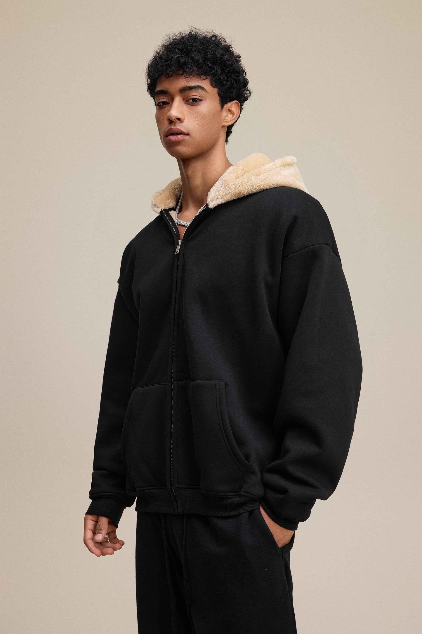 560GSM Unisex Composite Fleece Zip-Up Hoodie