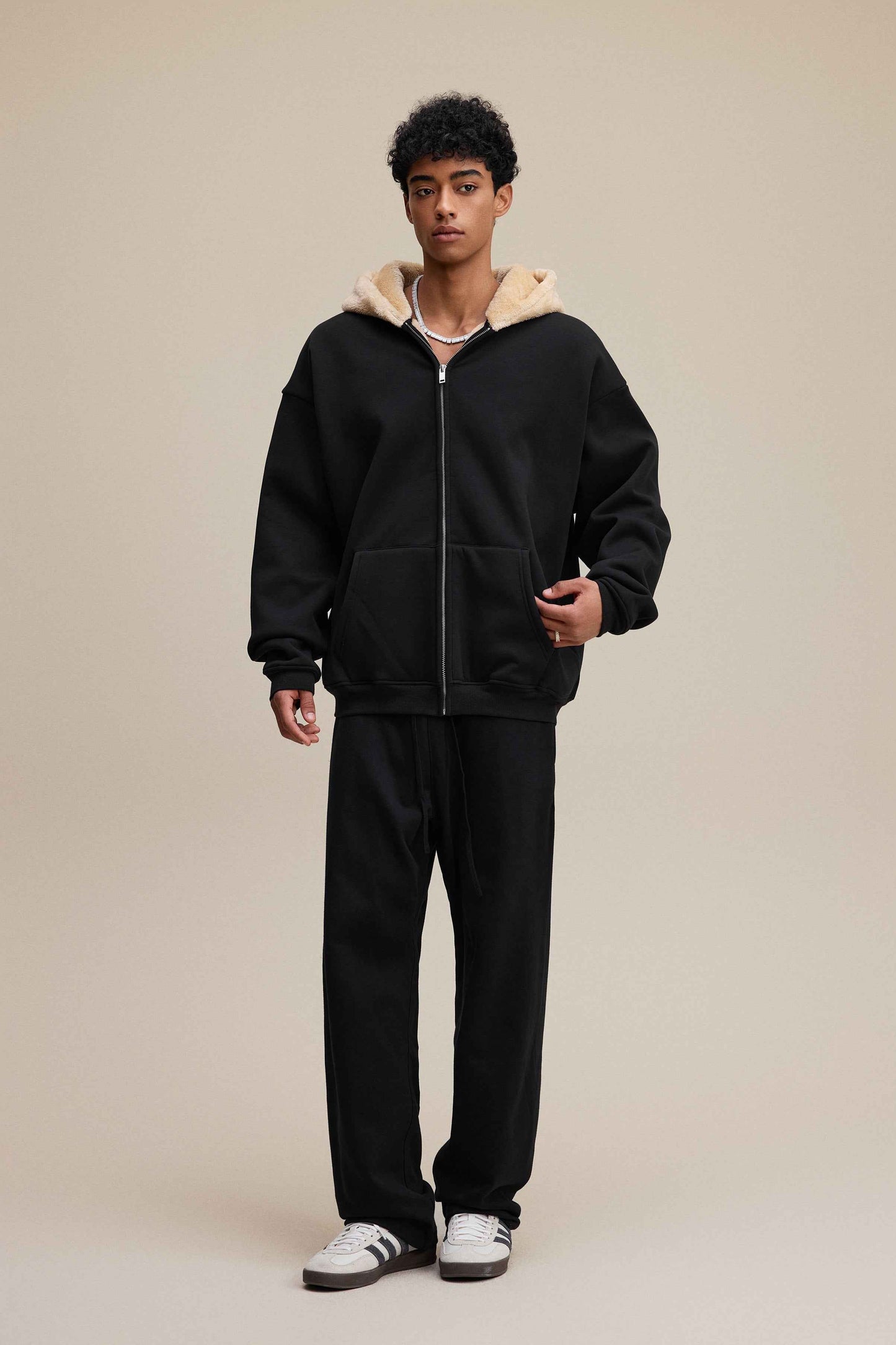 560GSM Unisex Composite Fleece Zip-Up Hoodie